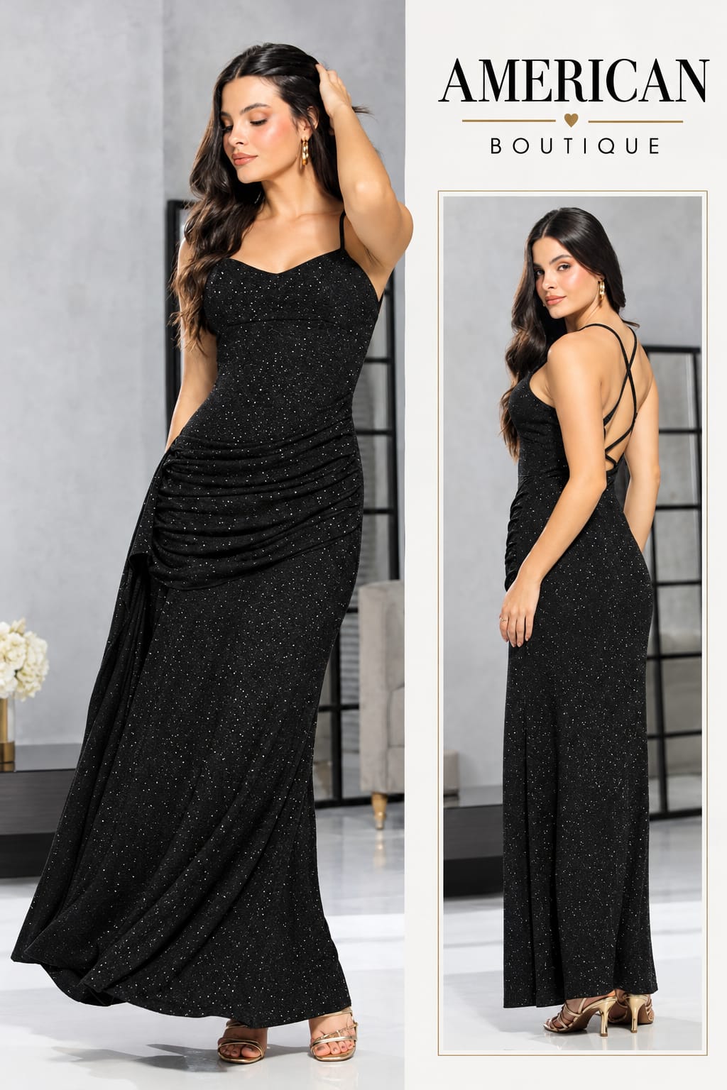 VESTIDO DRAPEADO NEGRO
